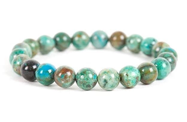 Divine Spirituals Balance Chakras with Natural Chrysocolla Crystal Certified healing bracelets. Stretchable – 8MM beads Unisex Bracelet Chakra Healing Bracelets Abundance Stones
