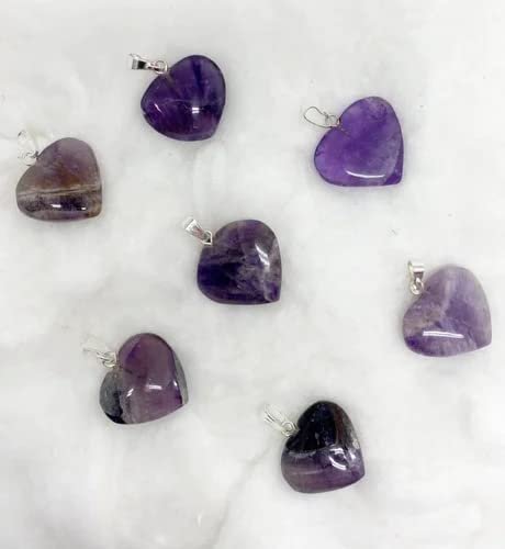 Divine Spirituals Genuine Amethyst Heart pendant | Amethyst crystal Mini Heart Healing pendant for Memory Power and Crown Chakra Healing and Meditation Crystal Jewelry Abundance Stones