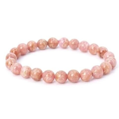 Divine Spirituals Rhodochrosite Natural Crystal Bracelet Lab Certified 8 mm AAA Grade Stretchable Bracelet for Healing Meditation and Manifestation Chakra Healing Bracelets Abundance Stones