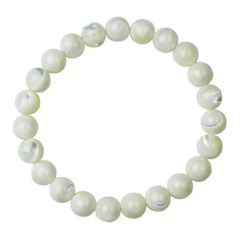 Divine Spirituals Balance Chakras with Natural Crystal Certified healing bracelets. Stretchable – 8MM beads Bracelets for men & women.(Mother of Pearl) Chakra Healing Bracelets Abundance Stones 2