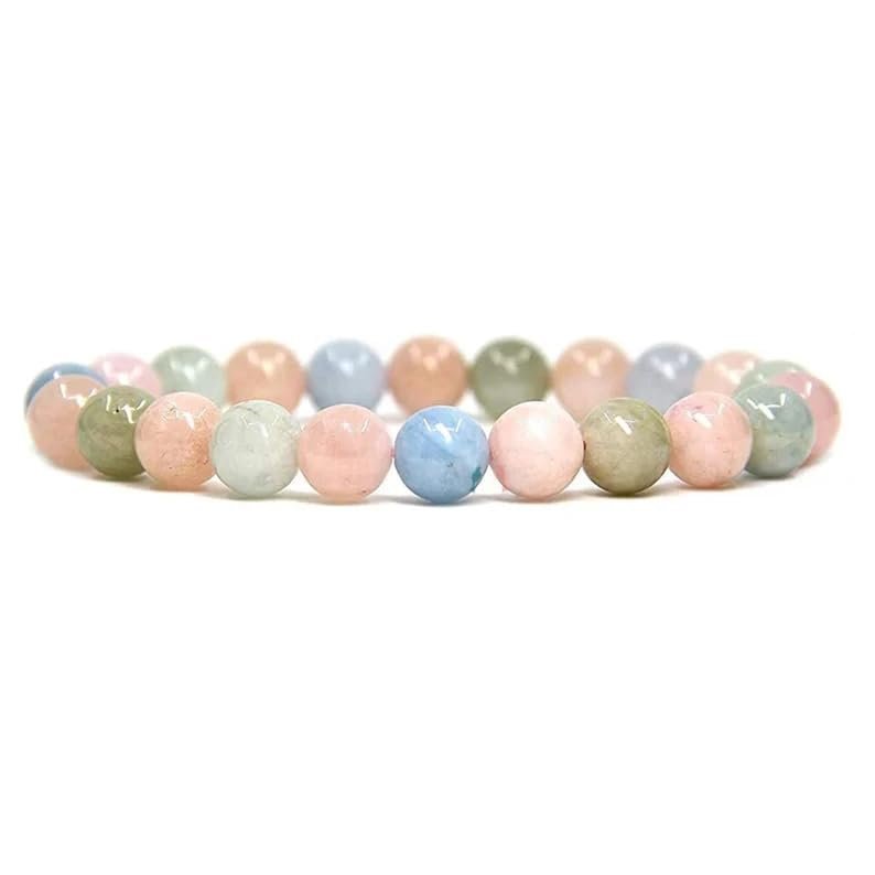 Divine Spirituals Stretchable Unisex Gemstone Natural Crystal Certified Stone Bracelet | Diameter : 2.5 Inch.| Stone Size – 8 mm Beads | Shape – Round.(Morganite Bracelet) Chakra Healing Bracelets Abundance Stones 2