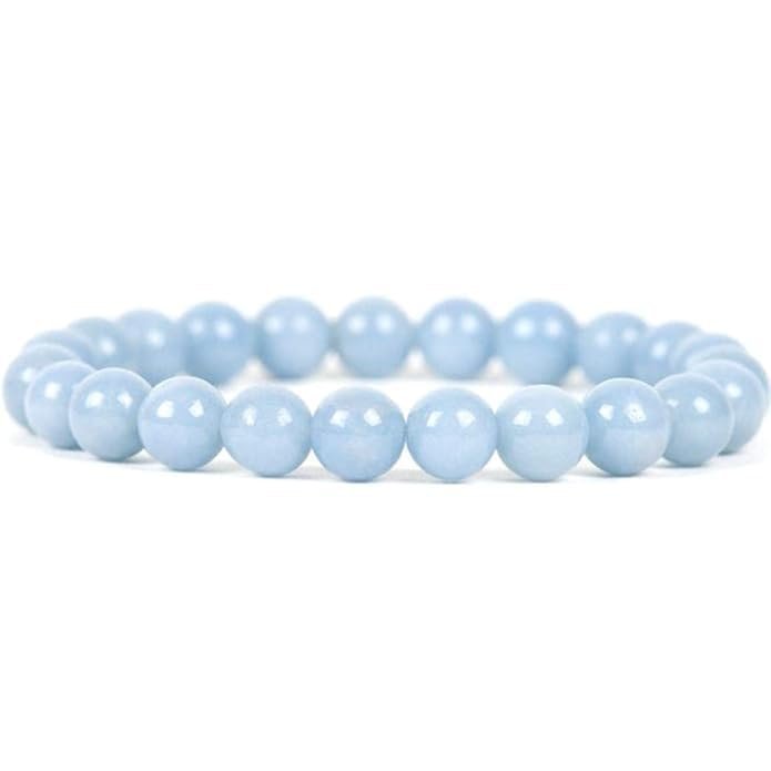 Divine Spirituals Angelite Natural Bracelet Natural Pure Certified For Men and Women Adjustable 8mm Lab Certified Gemstone For Men and Women Bracelet for Healing Meditation Success and Abundance Chakra Healing Bracelets Abundance Stones