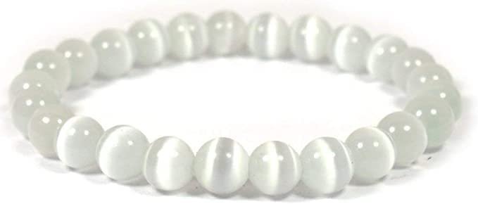Divine Spirituals Selenite Bracelet 8mm AAA Super Quality Round Beaded Bracelet, Natural Selenite Stone Healing Bracelet for Yoga Meditation and Yoga Chakra Healing Bracelets Abundance Stones