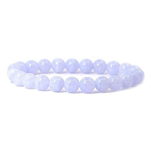 Divine Spirituals Balance Chakras with Natural Blue Lace Agate Crystal Certified healingbracelets. Stretchable 100% Original – 8MM beads Bracelets for men & women.(Blue Lace Agate Bracelet) Chakra Healing Bracelets Abundance Stones