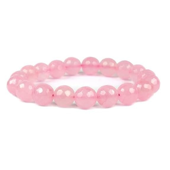 AAA Grade Diamond Cut Rose Quartz Bracelet – 10mm Healing Crystals, Signature Products Healing Crystals, Diamond Cut, Rose Quartz, Natural Gemstone, Rose Quartz Bracelet