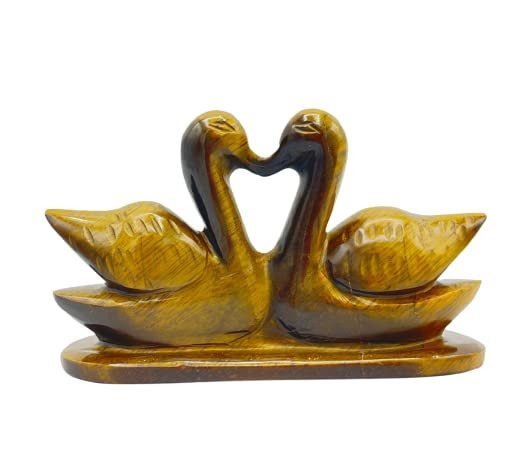 Divine Spirituals Handmade Pair of Swans for Love & Relationship Handcrafted Love Birds Duck Male Female Gift 150 Grams Approx 6 cms Height Figurine Abundance Stones