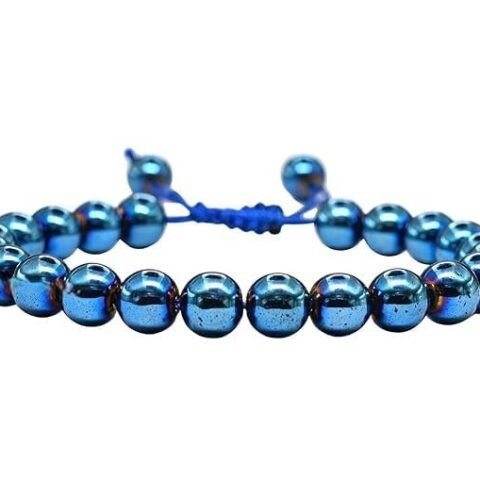 Divine Spirituals Natural Blue Peacock Hematite Pure Certified Adjustable Thread Unisex Bracelet Super AAA Quality for Yoga Reiki Chakra Healing Bracelets Abundance Stones