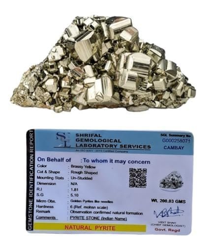 Divine Spirituals Peru Pyrite Cluster Stone Golden Pyrite Stone Original Clusters Gemstone to Attract Wealth/Money Magnet Reiki Healing Special Gifts for Men and Women (170 Grams Plus Approx.) Cubical Pyrite Clusters Abundance Stones