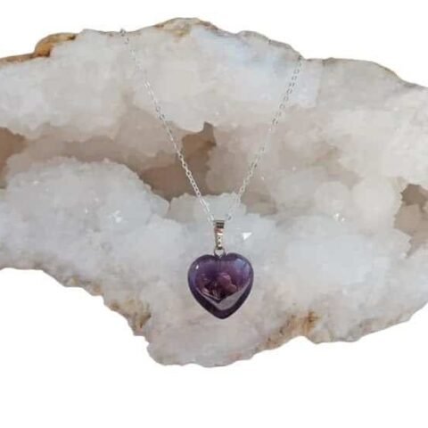 Divine Spirituals Natural Amethyst Love Heart Necklace, Boho Jewellery, Dainty Gemstone Necklace, Heart Necklace, Amethyst Jewellery Sacred Sanctuary Abundance Stones