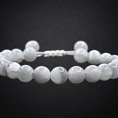 Divine Spirituals Natural Selenite Pure Certified Adjustable Thread Unisex Bracelet Super AAA Quality for Yoga Reiki Chakra Healing Bracelets Abundance Stones