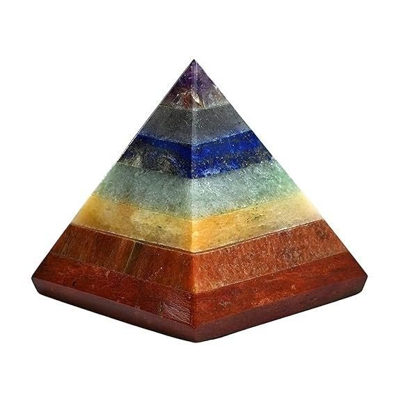 Divine Spirituals Natural Chakra (Bonded) Certified Pyramid – 2″ Inch Crystal Certified Pyramid for Positive Energy, Vastu, Reiki, Feng Shui and Chakra Healing Energy Balancing Sculptures Abundance Stones