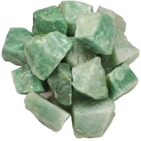Divine Spirituals Natural Healing crystal Green Jade Raw Rough Stones. Weight : 200 Grams | Pack of 4 to 8 Beautiful Natural Healing crystal Raw Stones depending on Raw Crystal Stone Size | Hand Picked and Cleaned Natural Healing Crystals Abundance Stones