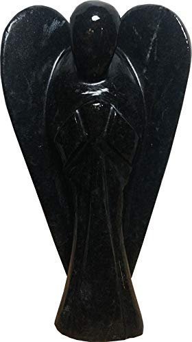 Divine Spirituals Natural Black Tourmaline Energized Healing Lab Certified Natural Crystal Angel (3″ Inches) Figurine Abundance Stones