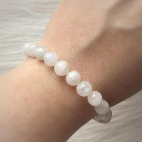Divine Spirituals White Moonstone Natural Crystal Bracelet Lab Certified 8 mm AAA Grade Stretchable Bracelet for Healing Meditation and Manifestation Chakra Healing Bracelets Abundance Stones 2