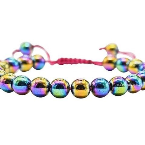Divine Spirituals Natural Mystic Hematite Pure Certified Adjustable Thread Unisex Bracelet Super AAA Quality for Yoga Reiki Chakra Healing Bracelets Abundance Stones