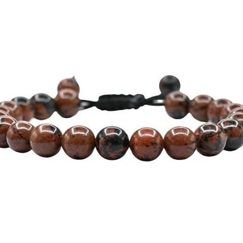 Divine Spirituals Natural Mahogany Obsidian Pure Certified Adjustable Thread Unisex Bracelet Super AAA Quality for Yoga Reiki Chakra Healing Bracelets Abundance Stones