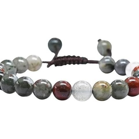 Divine Spirituals Natural African Bloodstone Pure Certified Adjustable Thread Unisex Bracelet Super AAA Quality for Yoga Reiki Chakra Healing Bracelets Abundance Stones