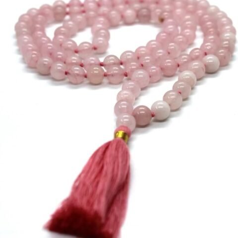 Divine Spirituals Certified 108 Plus 1 Beads Mala Collection for Men and Women Natural Pure 8 mm Beads – for Yoga Reiki Meditation Feng Shui Natural Rose Quartz Mala Crystal Mala Abundance Stones