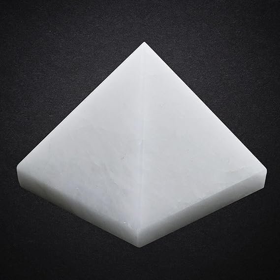 Divine Spirituals Natural Snow Quartz Certified Pyramid – 2″ Inch Crystal Certified Pyramid for Positive Energy, Vastu, Reiki, Feng Shui and Chakra Healing Energy Balancing Sculptures Abundance Stones