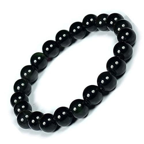 Divine Spirituals Gemstone Lab Certified Natural Black Obsidian Semi Precious, Stone Bracelet, Crystal Stone 8mm Beads Bracelet Round Shape for Reiki Healing and Crystal Healing Chakra Stones Chakra Healing Bracelets Abundance Stones