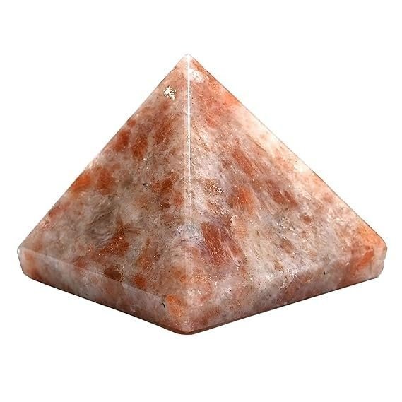 Divine Spirituals Natural Sunstone Certified Pyramid – 2″ Inch Crystal Certified Pyramid for Positive Energy, Vastu, Reiki, Feng Shui and Chakra Healing Energy Balancing Sculptures Abundance Stones