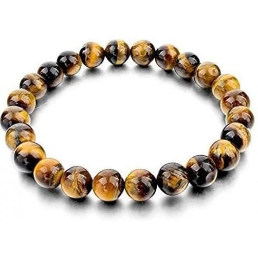Divine Spirituals Tiger Eye Natural Crystal Bracelet Lab Certified 8 mm AAA Grade Stretchable Bracelet for Healing Meditation and Manifestation Chakra Healing Bracelets Abundance Stones
