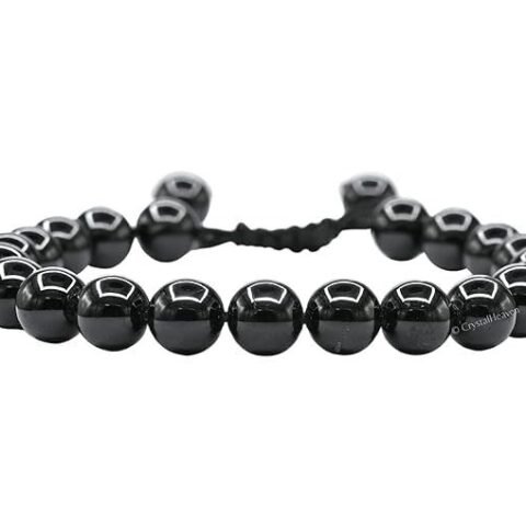Divine Spirituals Natural Black Tourmaline Pure Certified Adjustable Thread Unisex Bracelet Super AAA Quality for Yoga Reiki Chakra Healing Bracelets Abundance Stones