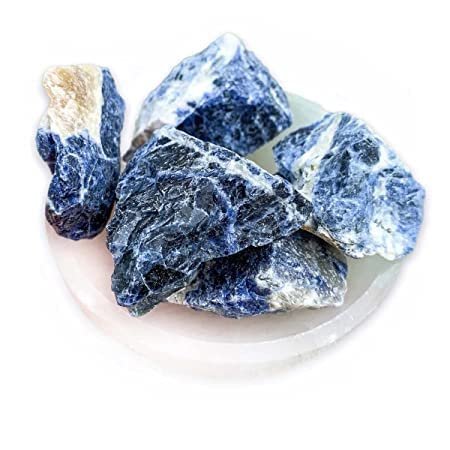 Divine Spirituals Sodalite Raw Rough Stones. Weight: 200 Grams Plus Approx. | Pack of 1 to 4 Beautiful Natural Raw Stones depending on Raw Crystal Stone Size | Hand Picked and Cleaned Natural Healing Crystals Abundance Stones