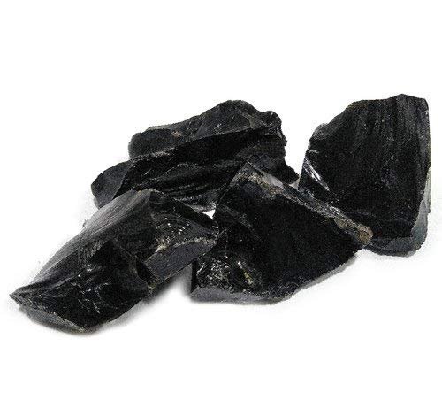 Divine Spirituals Natural Crystal Raw Stones Original Rough Raw Gemstone AAA+ Premium Grade Rock Raw Gemstone (Black Obsidian) 250 Grams Natural Healing Crystals Abundance Stones