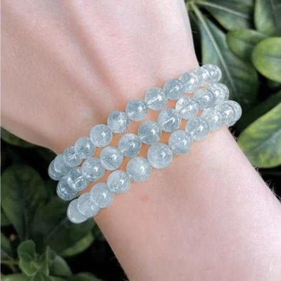 Divine Spirituals Aqua Marine Natural Crystal Bracelet Lab Certified 8 mm AAA Grade Stretchable Bracelet for Healing Meditation and Manifestation Chakra Healing Bracelets Abundance Stones 2