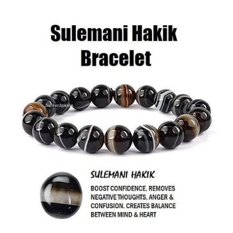 Divine Spirituals Sulemani Hakeek Bracelet Natural Pure Certified For Men and Women Adjustable 8mm Lab Certified Gemstone For Men and Women Bracelet for Healing Meditation Success and Abundance Chakra Healing Bracelets Abundance Stones 2