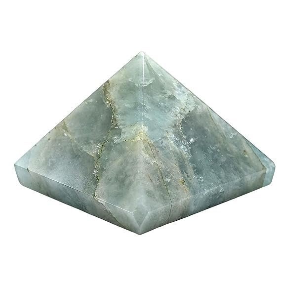 Divine Spirituals Natural Aquamarine Certified Pyramid – 2″ Inch Crystal Certified Pyramid for Positive Energy, Vastu, Reiki, Feng Shui and Chakra Healing Energy Balancing Sculptures Abundance Stones