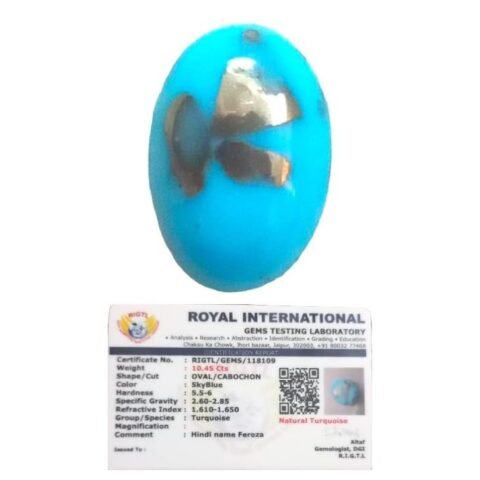 Divine Spirituals AAA Grade Natural Turquoise Gemstone Lab-certified Premium Firoza/Firoza Cabochon For Protection, Healing & Jewelry approx. 8-10 carat Irani Firoza Abundance Stones
