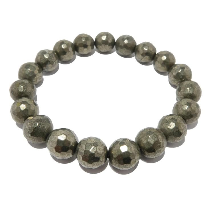 Diamond Cut Pyrite Bracelet – 10mm Healing Crystals, Signature Products Healing Crystals, Diamond Cut, Pyrite Bracelet, Natural Gemstone, Pyrite
