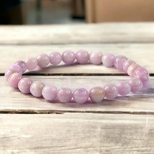 Divine Spirituals Kunzite Natural Bracelet Pure Certified 8mm Unisex Bracelets Super AAA Quality for Healing Meditation Success and Abundance Chakra Healing Bracelets Abundance Stones 2