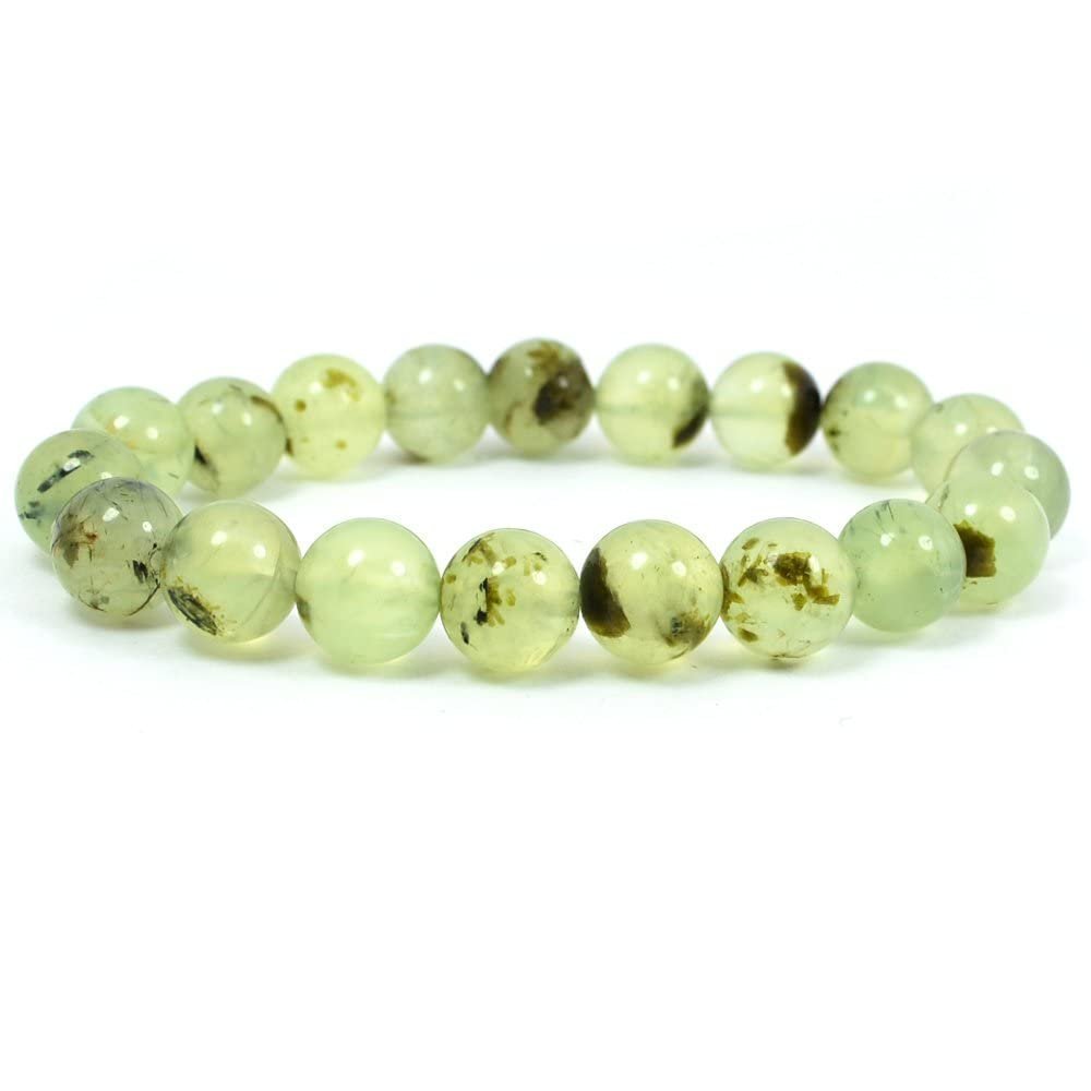 Divine Spirituals Stretchable Unisex Gemstone Natural Crystal Certified Stone Bracelet | Diameter : 2.5 Inch.| Stone Size – 8 mm Beads | Shape – Round.(Prehnite Bracelet) Chakra Healing Bracelets Abundance Stones