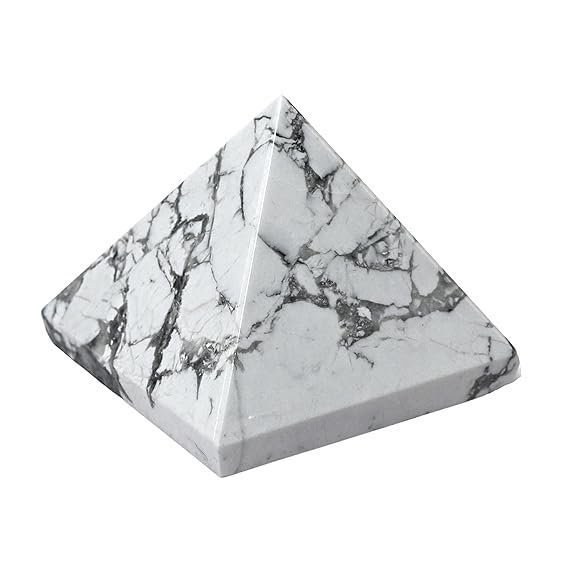 Divine Spirituals Natural Howlite Certified Pyramid – 2″ Inch Crystal Certified Pyramid for Positive Energy, Vastu, Reiki, Feng Shui and Chakra Healing Energy Balancing Sculptures Abundance Stones