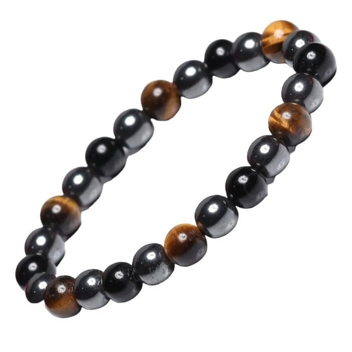 Divine Spirituals Triple Action Natural Crystal Bracelet Lab Certified 8 mm AAA Grade Stretchable Bracelet for Healing Meditation and Manifestation Chakra Healing Bracelets Abundance Stones
