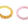Divine Spirituals Natural Amethyst and Rose Quartz Real Pure Crystal Certified 8 mm Bracelet Combo for Men and Women for Good Luck, Love, Abundance, Healing and Meditation Chakra Healing Bracelets Abundance Stones