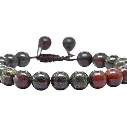 Divine Spirituals Natural Dragon Bloodstone Pure Certified Adjustable Thread Unisex Bracelet Super AAA Quality for Yoga Reiki Chakra Healing Bracelets Abundance Stones