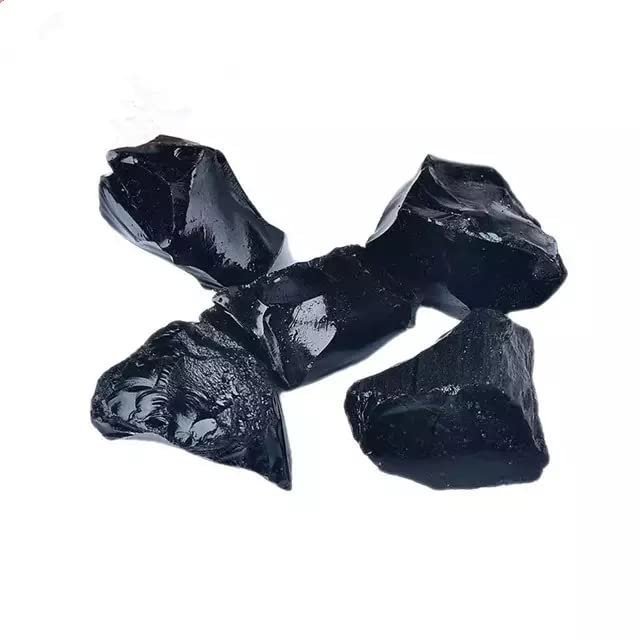 Divine Spirituals Natural Healing crystal Black Obsidian Raw Rough Stones. Weight : 200 Grams | Pack of 4 to 8 Beautiful Natural Healing crystal Raw Stones depending on Raw Crystal Stone Size | Hand Picked and Cleaned Natural Healing Crystals Abundance Stones