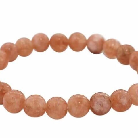 Divine Spirituals Peach Moonstone Natural Crystal Bracelet Lab Certified 8 mm AAA Grade Stretchable Bracelet for Healing Meditation and Manifestation Chakra Healing Bracelets Abundance Stones