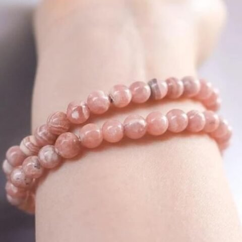 Divine Spirituals Rhodochrosite Natural Crystal Bracelet Lab Certified 8 mm AAA Grade Stretchable Bracelet for Healing Meditation and Manifestation Chakra Healing Bracelets Abundance Stones 2