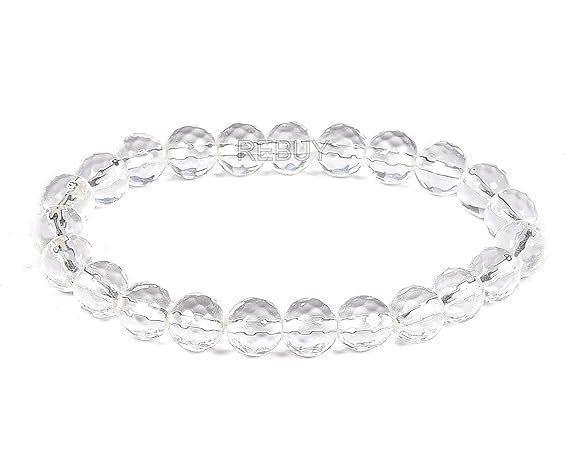 Divine Spirituals Natural Sphatik Clear Quartz Crystal Bracelet Lab Certified 8 mm AAA Grade Stretchable Bracelet for Healing Meditation Chakra Healing Bracelets Abundance Stones