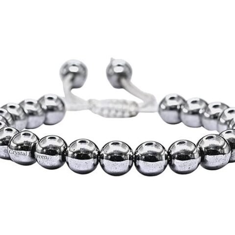 Divine Spirituals Natural Silver Hematite Pure Certified Adjustable Thread Unisex Bracelet Super AAA Quality for Yoga Reiki Chakra Healing Bracelets Abundance Stones