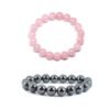 Divine Spirituals Natural Aqua Marine Obsidian and Rose Quartz Real Pure Crystal Certified 8 mm Bracelet Combo for Men and Women for Good Luck, Love, Abundance, Healing and Meditation Chakra Healing Bracelets Abundance Stones 2
