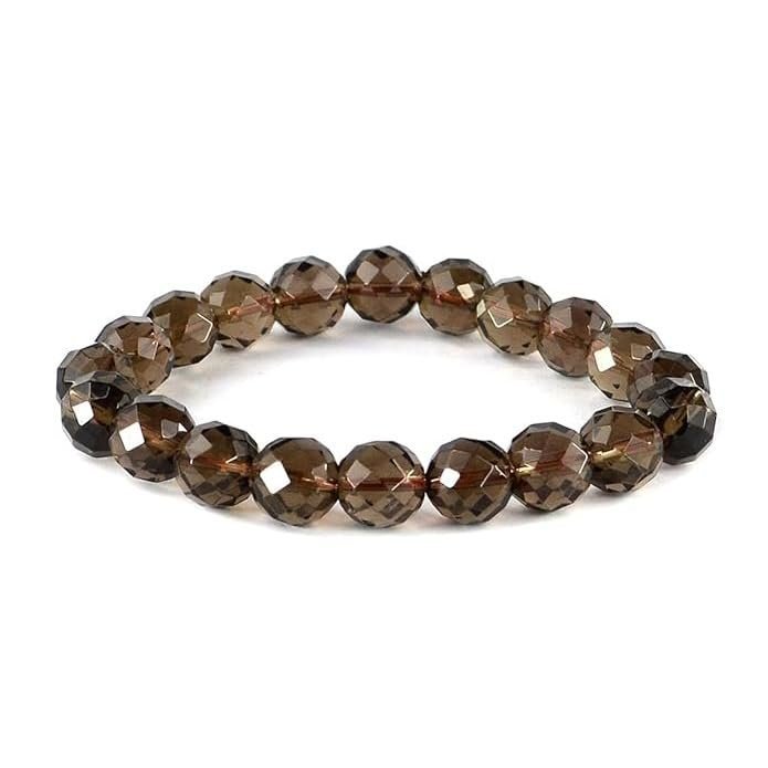 AAA Grade Diamond Cut Smoky Quartz Bracelet – 10mm Healing Crystals, Signature Products Healing Crystals, Diamond Cut, Smoky Quartz Bracelet, Natural Gemstone, Smoky Quartz