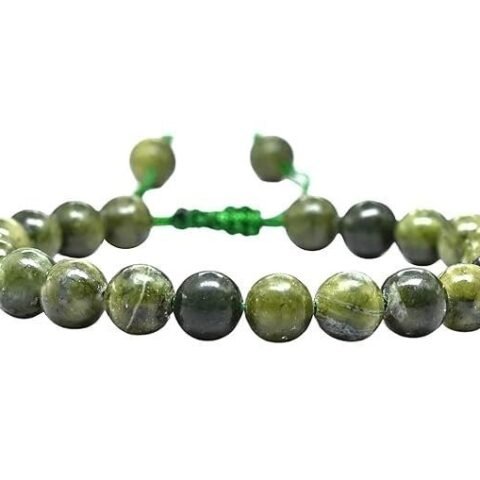Divine Spirituals Natural Green Jade Pure Certified Adjustable Thread Unisex Bracelet Super AAA Quality for Yoga Reiki Chakra Healing Bracelets Abundance Stones