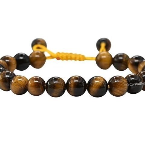 Divine Spirituals Natural Tiger Eye Agate Pure Certified Adjustable Thread Unisex Bracelet Super AAA Quality for Yoga Reiki Chakra Healing Bracelets Abundance Stones
