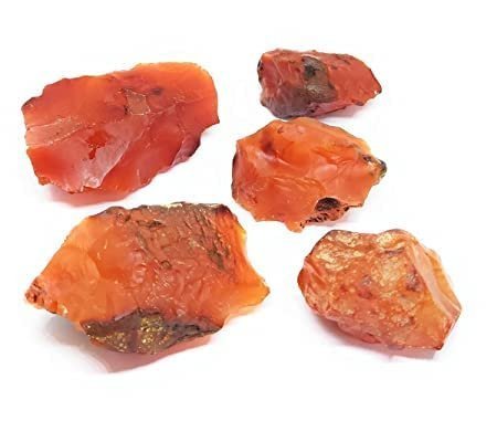 Divine Spirituals Natural Red Carnelian Raw Rough Stones | Pack of 1 to 4 Natural Raw Stones depending on Raw Crystal Stone Size Natural Healing Crystals Abundance Stones